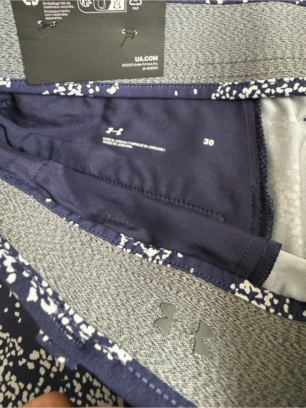Under Armour Navy Blue and Light Blue Printed Golf Shorts